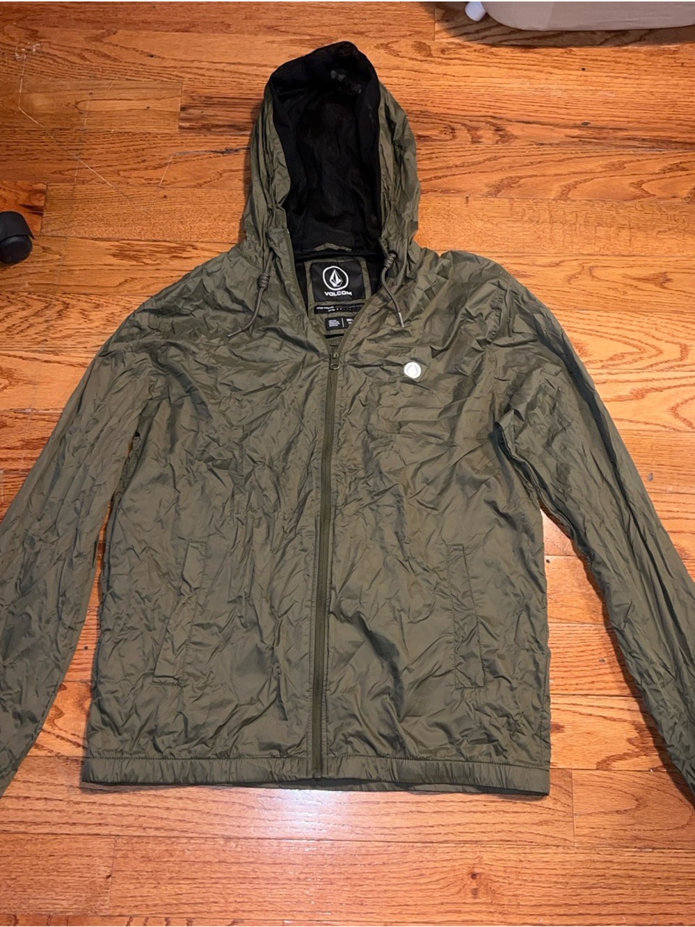 Volcom Men's Olive Green Hooded Windbreaker